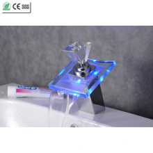 Mango de diamante de vidrio de cristal grifo cascada lavabo grifo del fregadero (qh0819f)